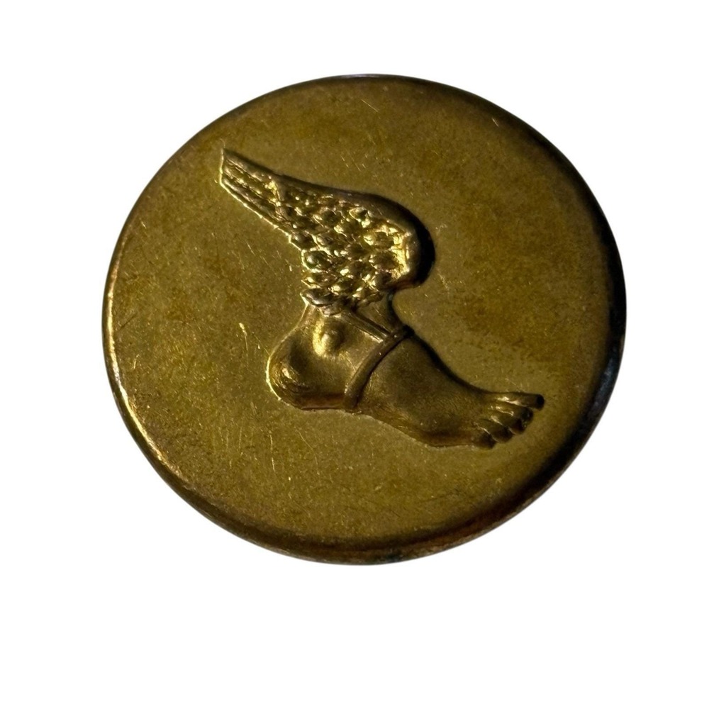 VTG Winged Foot Waterbury Button Co Buttons Brass Military Uniform Conn Set Of 2 - Picture 5 of 10